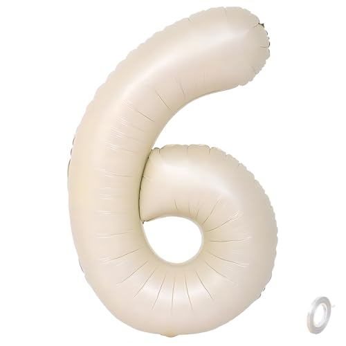 Balorise Riesige Aluminium-Luftballons, 40 Zoll, Weiß, Zahl 6, aufblasbar, Helium, große Zahl 0-9, 10-100 (101 cm), Dekoration für Geburtstagsfeier und Hochzeit von Balorise