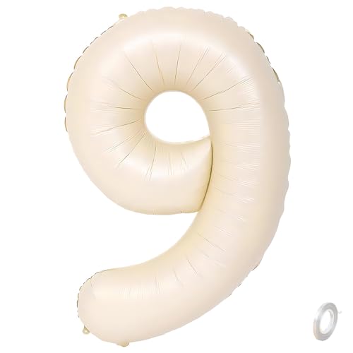 Balorise Riesige Aluminium-Luftballons, 40 Zoll, Weiß, Zahl 9, aufblasbar, Helium, große Zahl 0-9, 10-100 (101 cm), Dekoration für Geburtstagsfeier und Hochzeit von Balorise