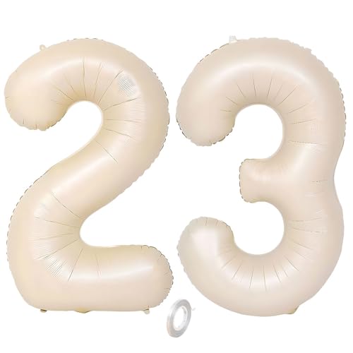 Balorise 40 Zoll Aluminium Luftballon Beige Zahl 23/32, Helium Unterstützt, Ballon Nummer 0-9, 10-100 (101cm), große Folienballons Dekoration für Geburtstagsfeier, Hochzeit, Jubiläum von Balorise