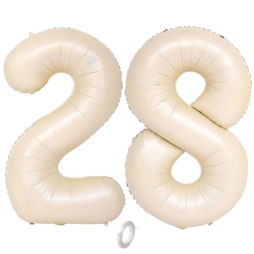 Balorise 40 Zoll Aluminium Luftballon Beige Zahl 28/82, Helium Unterstützt, Ballon Nummer 0-9, 10-100 (101cm), große Folienballons Dekoration für Geburtstagsfeier, Hochzeit, Jubiläum von Balorise