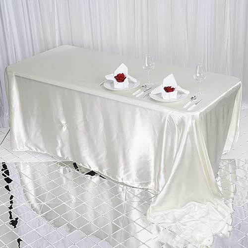 Rechteckige Satin-Tischdecke, 229 x 335 cm, Elfenbeinfarben Rechteckige Satin-Tischdecke, 229 x 335 cm, Elfenbeinfarben von BalsaCircle