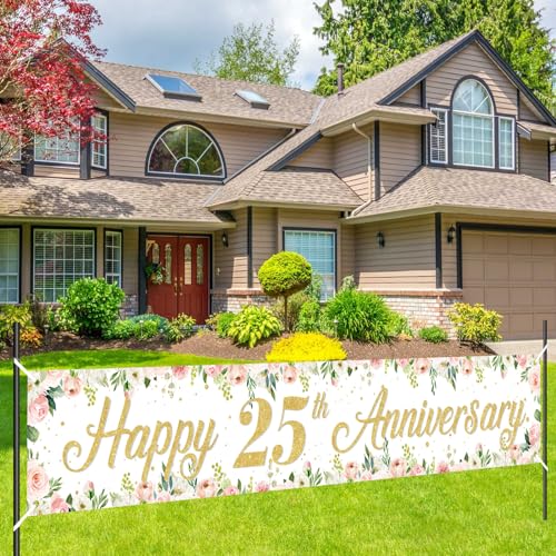 Balterever Banner zum 25-jährigen Jubiläum, Blumendekoration, Hofbanner zum 25-jährigen Jubiläum, Dekoration zum 25-jährigen Jubiläum, Schild „Cheers To 25 Happy 25th Anniversary“ für die Balterever Banner zum 25-jährigen Jubiläum, Blumendekoration, Hofbanner zum 25-jährigen Jubiläum, Dekoration zum 25-jährigen Jubiläum, Schild „Cheers To 25 Happy 25th Anniversary“ für die von Balterever