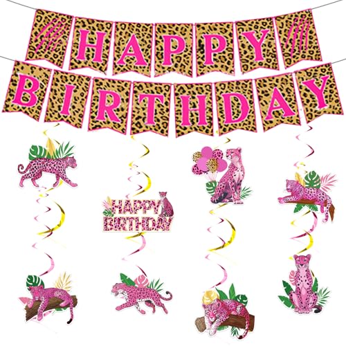 Balterever Leopard Geburtstag Dekorationen Rosa für Mädchen Gepard Hängende Wirbel Bachläufe Leopard Happy Birthday Banner Safari Dschungel Wild Animal Bday Supplies für Safari Dschungel Supplies Balterever Leopard Geburtstag Dekorationen Rosa für Mädchen Gepard Hängende Wirbel Bachläufe Leopard Happy Birthday Banner Safari Dschungel Wild Animal Bday Supplies für Safari Dschungel Supplies von Balterever