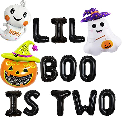 Party-Dekorationen zum 2. Geburtstag im Halloween-Stil, schwarz, Lil Boo ist zwei Banner, Folienballon, Boo im Two Decor, Geburtstag für Jungen, Mädchen, Todestag-Dekorationen von Balterever