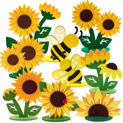 18 Stück Sonnenblumen-Dekor, Sonnenblumen-Filz, Tischdekoration, Sonnenblumen-Dekoration, Sonnenblumen-Mittelstücke für Tische, DIY-Filz, Tischdekoration für Frühling, Innendekoration 18 Stück Sonnenblumen-Dekor, Sonnenblumen-Filz, Tischdekoration, Sonnenblumen-Dekoration, Sonnenblumen-Mittelstücke für Tische, DIY-Filz, Tischdekoration für Frühling, Innendekoration von Balun Admhail