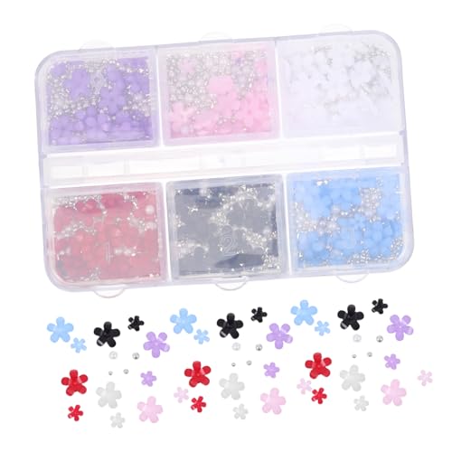 Baluue 1 Schachtel Blumen Nagelanhänger Box Mix Resin Nail Charms für Nageldesign DIY Nail Art Schmuck Zubehör für Natürliche und Künstliche Fingernägel für Maniküre Party und Alltag von Baluue