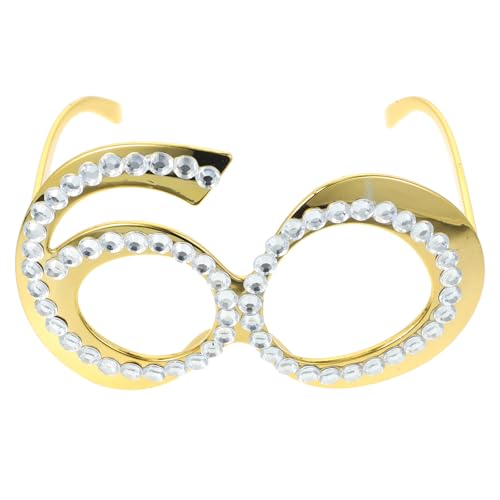Baluue 1 Stück Brille zum 60. Geburtstag mit Strasssteinen, Neuartige Kostüm-sonnenbrille, Neuartige Brillen, Geburtstagsparty-feier-dekoration von Baluue