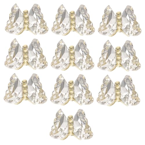 Baluue 10 Stück Teiliges Nagel schmetterlinge aus Funkelndem Glas Glänzende Nagel deko für Natürliche und Künstliche Nägel DIY Nagelkunst Zubehör für Maniküre zu Hause und Salon Weiß von Baluue