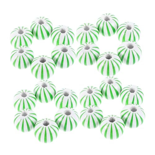 Baluue 100 Stück Grüne Holzperlen Zum Basteln, Runde, Lose Abstandsperlen Aus Holz Mit Großen Löchern, Ideal Für Handgefertigten Schmuck, Armbänder, Halsketten Und Ohrringe von Baluue