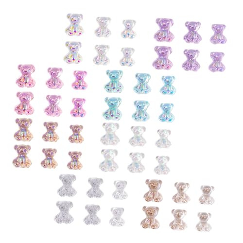 Baluue 100 Stück Nagelkunst Dekorative Nagel Charms Bunte Candy bär Nail Art Zubehör DIY Nail Patches Maniküre Accessoires Kreative Fingernagel Verzierungen von Baluue