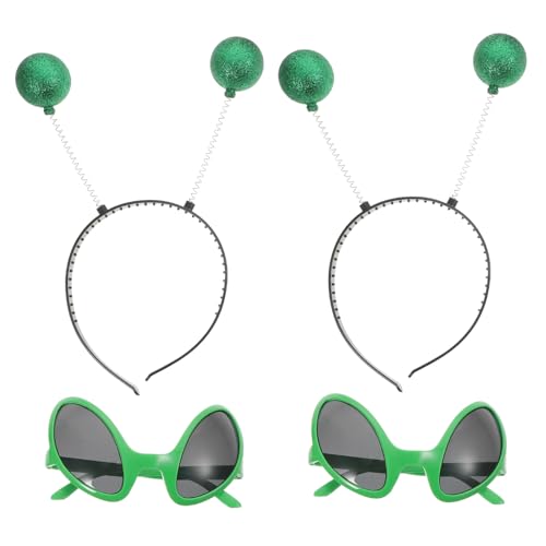 Baluue 2 Sätze Teiliges Alien Brillen Stirnband Modisches Leichtes Party Haarreifen Kostüm Zubehör Dekorative Weltraum Brillen für Karneval Fasching Maskerade und Themenfeiern von Baluue