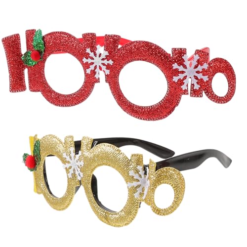 Baluue 2 Stück Weihnachtliche Dekobrille Gold Rot Leichte Einzigartige Party Foto Brillen für Erwachsene Kreatives Xmas Accessoire für Festliche Feiern und von Baluue