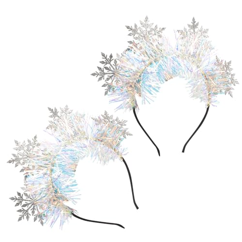 Baluue 2 Stück Weihnachts-Schneeflocken-Stirnbänder Glitzer-Lametta-Haarreifen Krone Weihnachts-Party-Kopfschmuck Für Weihnachtsaufführung Neujahrsparty Cosplay-Kostüm Haar-Accessoires von Baluue