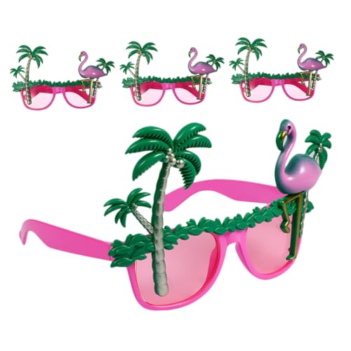 Baluue 4 Stück Hawaii Brillen mit Flamingo und Kokosbaum Lustige Tropische Partybrillen für Strand Luau Tanzkostüm Leicht und Bequem Auffälliges Accessoire für Sommerfest von Baluue