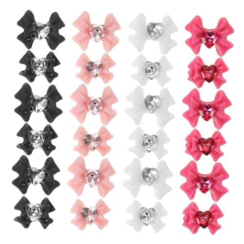 Baluue 40 Stück Teiliges Nail Art Schleifen Charms in Dunkelpink Glänzende Nagelverzierung für DIY Maniküre Nageldekorationen für Kreative Nailart Einfach Anzuwenden von Baluue