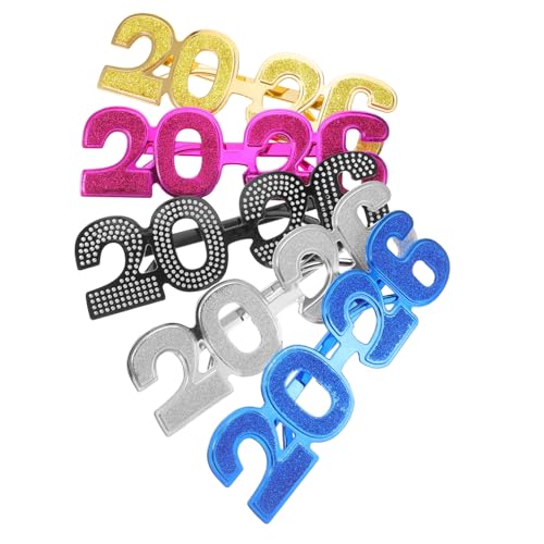Baluue 5 Stück „happy New Year“-brillen – 2026, Glitzer-zahlenbrille, Abschlussklasse 2026, Partybrille Für Silvester, Urlaub, Fotoautomaten-requisiten von Baluue
