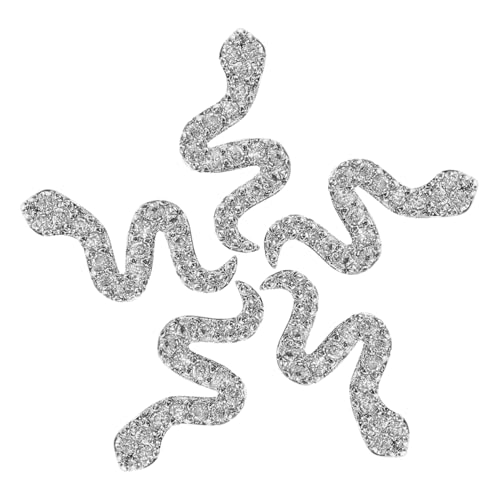 Baluue 5 Stück Retro Schlangen Nail Art Charms aus Langlebigem Metall mit Funkelnden Zirkonia Strasssteinen für DIY Maniküre und Vielseitige Nagelgestaltung in Silber von Baluue