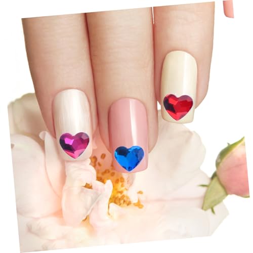 Baluue 50 Stück Herzförmige Nail Art Strasssteine Maniküre Charms Bunte Nageldekorationen Flachboden Für DIY Nagelkunst Zuhause Und Profi Gebrauch von Baluue
