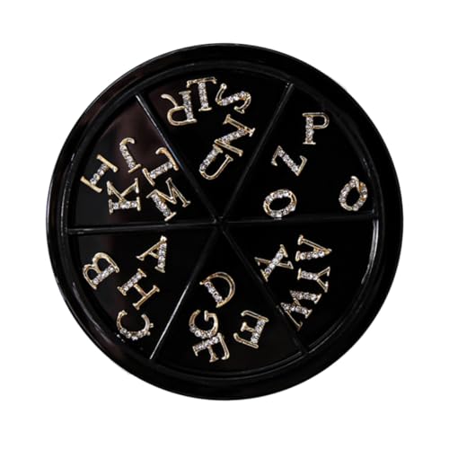 Baluue 52 Stück Teiliges Letter Nail Art Charm aus Langlebiger Legierung mit Glitzersteinen Kreative Buchstabenformen Glänzend Gold silber DIY Nagelverzierung für Maniküre und Partys von Baluue