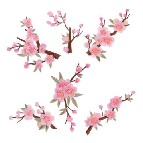 Baluue 6 Stück Teiliges Bestickte Blumenstoff-patches Pflaumenblüte zum Aufnähen und Aufbügeln Farbechte Vielseitige Applikationen für Kleidung Jeans Taschen und Diy-nähprojekte von Baluue