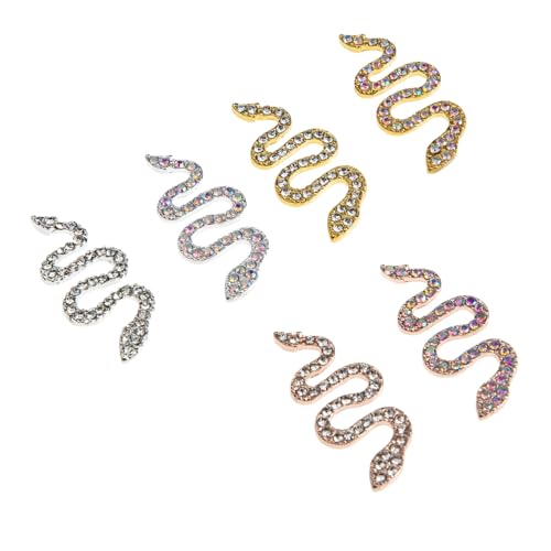 Baluue 6 Stück Teiliges Snake Nail Gems Nail Charms mit Funkelnden Strasssteinen in Silber Gold und Roségold für DIY Nageldekoration Zubehör für Stilvolle Fingernägel von Baluue