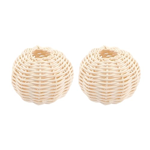 Baluue Endstücke Für Lampen Rattan-Lampenschirm 2Er-Set Zarte Lichtabdeckung 2 5 X 2 5 Cm. 3-Zoll-Rattan-Lampenschirm Dekorativer Lampenschirm Pendelleuchte von Baluue