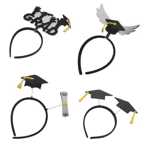 Baluue Graduierungskappen-Stirnband 4 Stück 2024 Abschluss-Stirnband Klasse Von 2024 Stirnband Bachelor-Hüte Kopfstück Kopfschmuck Verkleiden Abschlussfeier Dekoration von Baluue