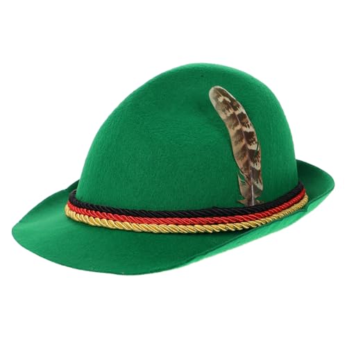Baluue Grüner Unisex Filzhut für Halloween und Oktoberfest Klassischer Tuxedo-stil Vielseitiger Party Kostümhut für Herren und Damen für Karneval Cosplay und Mottopartys von Baluue