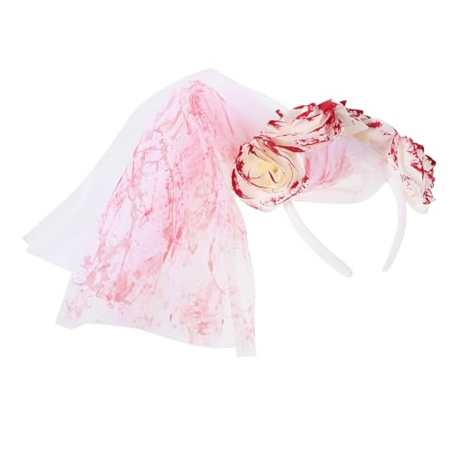 Baluue Halloween Brautschleier Haarschmuck mit Authentischem Bluteffekt Mexikanischer Blumenkranz Stirnband für Damen Langlebiges Mesh-veil Komfortables Halloween Kostümzubehör für Party von Baluue