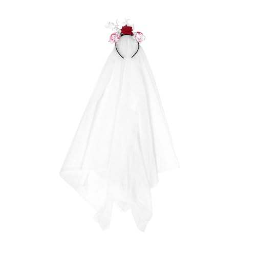 Baluue Halloween Geisterbraut Kopfstück mit Schleier Leichtes Cosplay Haarreif für Halloween Kostümparty Komfortabler Detailreicher Kopfschmuck für Damen und Themenveranstaltungen von Baluue