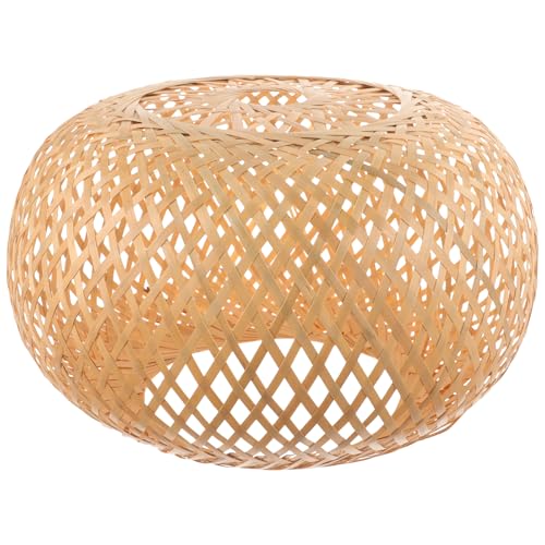 Baluue Handgewebter Lampenschirm, 28cm Vintage Bambus-Lampenschirm Rattan-Pendelleuchte Ersatz-Pendellampenschirm Geeignet für B&Bs, Restaurants und Heimdekorationen von Baluue