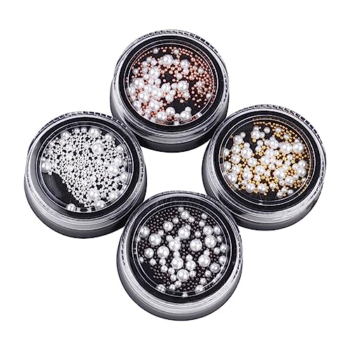Baluue Nail Art Perlen Maniküre Dekorationen Weiße Halbkugel perlen Stahlkugeln DIY Zubehör für Frauen Mädchen Nageldesign von Baluue