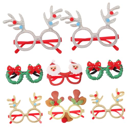 Baluue Weihnachtsbrillen Teilig Kreative Fotorequisiten mit Lustigen Brillengestellen und Haarreifen Zufälliger Stil für Dekoration und Fotospaß von Baluue