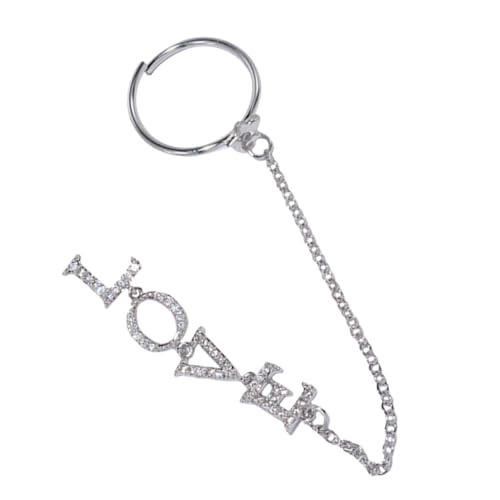 Baluue Zircon Nail Art Charms mit Verchromtem Kettenring Glänzender Maniküre Schmuck Silberne Nail Art Dekoration für Natürliche und Künstliche Nägel Modisch Elegant für Frauen und von Baluue