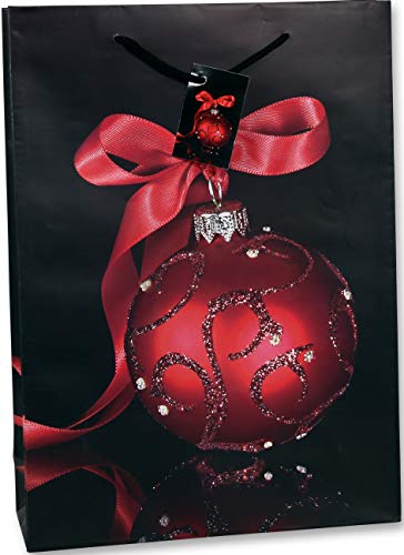 Bambelaa! 12 Stück Geschenktüten Weihnachten Geschenktaschen Groß Papiertüten Weihnachtstüten 157 g Papier Schwarz Rot Matt (Ca. 25x8,5x34 cm) von Bambelaa!