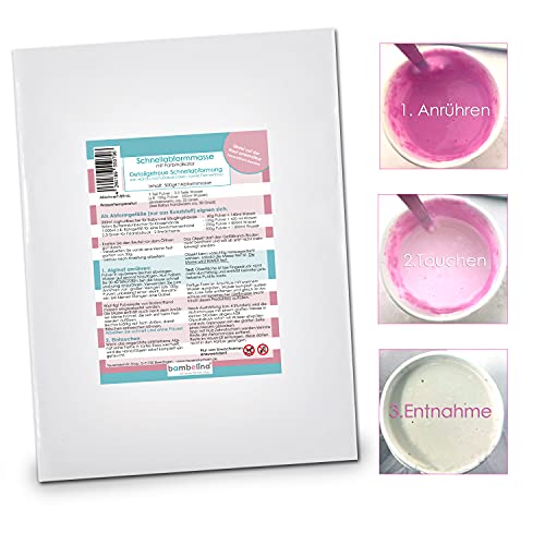 bambelina® Abformmasse 450g mit Farbindikator, Alginat für 3D Abdrücke, für Handabdruck, Fußabdruck oder Abdrücke von nichtsaugenden Gegenständen. Bestens geeignet für Babys Haut von bambelina