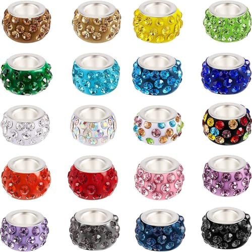 Bamberg 120 Stück Perlen mit Großem Loch, Strass-Perlen Zur Herstellung Von Stiften, 12 mm Kristall-Anhänger für Stifte, Schmuckherstellung, DIY-Bastelarmbänder von Bamberg