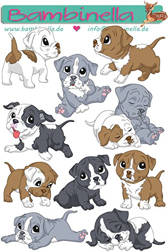 Bambinella© Stickerparade - 10 Sticker - Motiv: Hund American Bulldogge von Bambinella