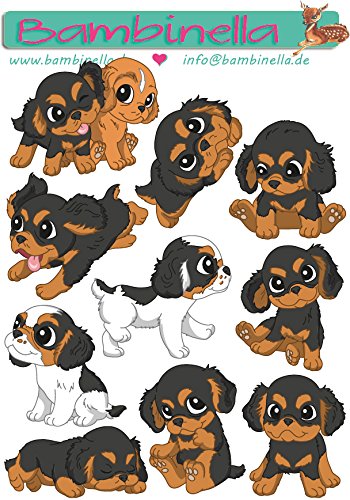 Bambinella© Stickerparade - 10 Sticker - Motiv: Hund English Toy Spaniel von Bambinella