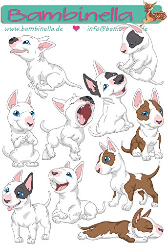 Bambinella© Stickerparade - 10 Sticker - Motiv: Hund super süße Bull Terrier von Bambinella