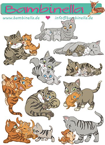Bambinella© Stickerparade - 10 Sticker - Motiv: Katze Mutter mit Kind von Bambinella