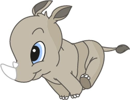 Bambinella® Aufbügler - Motiv: Nashorn Rhino – gedruckte Velour/Flock Applikation zum selbst Aufbügeln auf Baumwolle, Baumwollmischgewebe und Polyester. von Bambinella