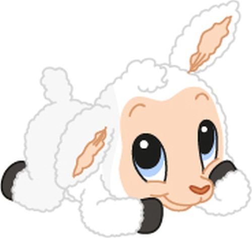 Bambinella® Aufbügler - Motiv: Schäfchen Schaf – gedruckte Velour/Flock Applikation zum selbst Aufbügeln auf Baumwolle, Baumwollmischgewebe und Polyester. von Bambinella