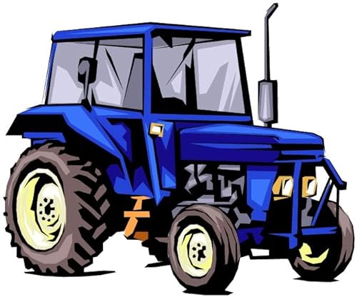 Bambinella® Aufbügler - Motiv: Traktor blau – gedruckte Velour/Flock Applikation zum selbst Aufbügeln in 3 Größen von Bambinella