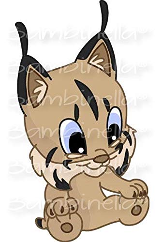 Bambinella® Bügelbild Aufbügler - Luchs Lynx Wildkatze – gedruckte Velour/Flock Applikation zum selbst Aufbügeln auf Baumwolle, Baumwollmischgewebe und Polyester. von Bambinella