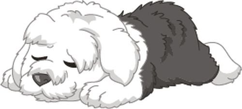 Bambinella® - Hund Englischer Hütehund - Bobtail - gedruckte Velour/Flock Applikation zum selbst Aufbügeln von Bambinella