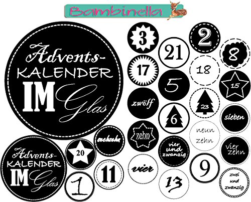 Bambinella® Klebesticker Adventskalender im Glas von Bambinella