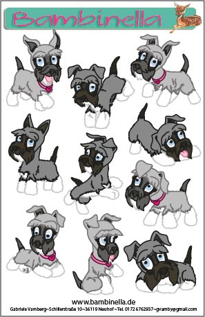 Bambinella® Stickerparade - 10 Sticker - Motiv: Hund Schnauzer von Bambinella