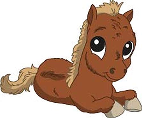 Bambinella Bügelbild Aufbügler Motiv: Pony Pferd - gedruckte Velour/Flock Applikation zum selbst Aufbügeln in 3 Größen von Bambinella