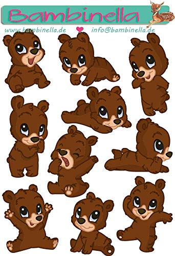 Bambinella Stickerparade – Baby Bären - 10 Sticker aus PVC-Folie nur für Glatte Oberflächen. von Bambinella